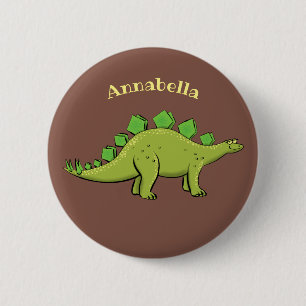 Badge Rond 5 Cm Dessin animé de dinosaure stégosaure drôle