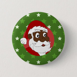 Badge Rond 5 Cm Dessin animé de Père Noël noir