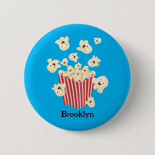 Badge Rond 5 Cm Dessin animé de pop-corn sautant drôle mignon