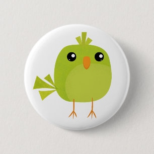 Badge Rond 5 Cm Dessin animé d'oiseau vert mignon