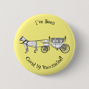 Badge Rond 5 Cm dessin animé mariage cheval & calèche