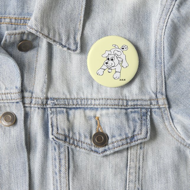 Badge Rond 5 Cm Dessin de chien crayon de charbon (En situation)