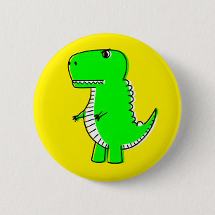 Badge Rond 5 Cm Dessin de dinosaure vert jaune