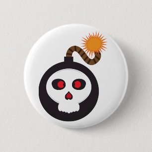 Badge Rond 5 Cm dessin de la bombe à crâne