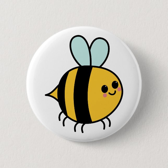 Badge Rond 5 Cm Dessin de l'abeille heureuse mignonne  (Devant)