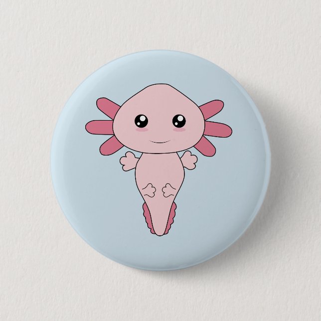 Badge Rond 5 Cm Dessin De L'Axolotl Rose Cool (Devant)
