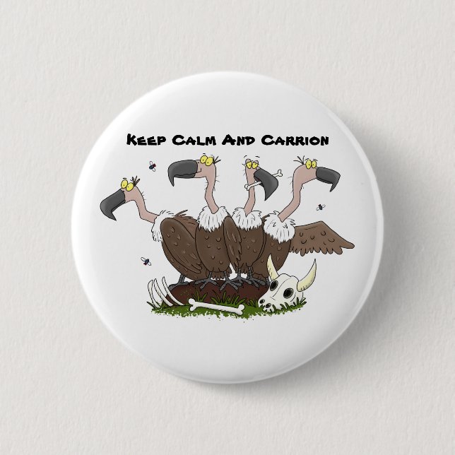 Badge Rond 5 Cm Dessin de l'humour vautours drôle (Devant)