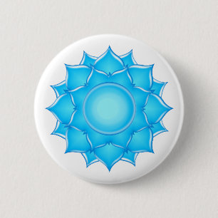 Badge Rond 5 Cm Dessin de lotus de verre bleu