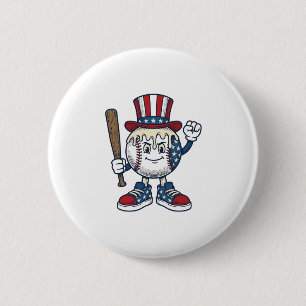 Badge Rond 5 Cm Dessin de mascotte de baseball patriotique gravure