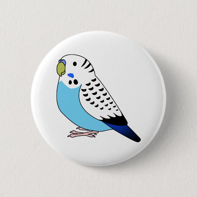 Badge Rond 5 Cm Dessin de perroquet bleu bouleau (Devant)