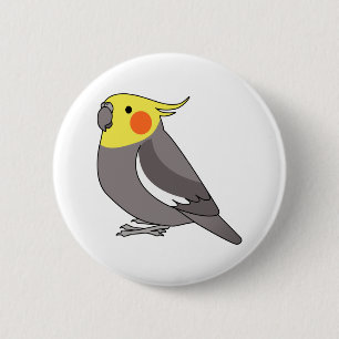 Badge Rond 5 Cm Dessin de perroquet gris normal