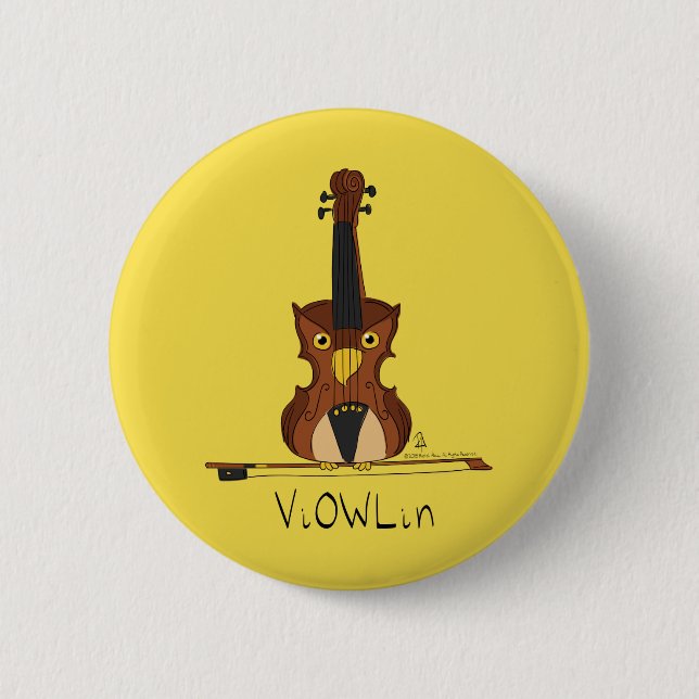 Badge Rond 5 Cm Dessin de violon amusant musicien (Devant)