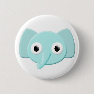 Badge Rond 5 Cm Dessin d'éléphant bleu bébé