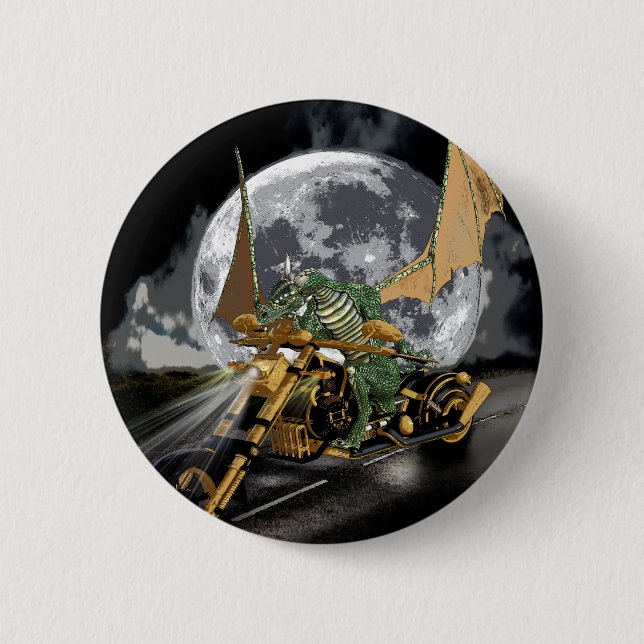 Badge Rond 5 Cm Dessin Dragon et Imaginaire Lune (Devant)