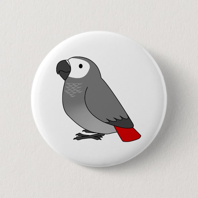 Badge Rond 5 Cm Dessin du perroquet gris africain du congo luffy (Devant)
