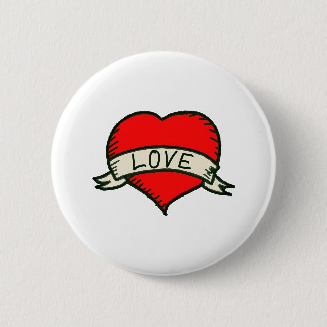 Badge Rond 5 Cm Dessin en forme de coeur (Devant)