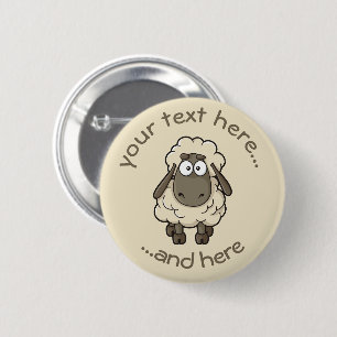 Badge Rond 5 Cm Dessin en mouton beige
