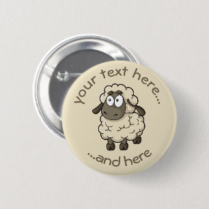 Badge Rond 5 Cm Dessin en mouton beige