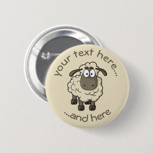 Badge Rond 5 Cm Dessin en mouton beige