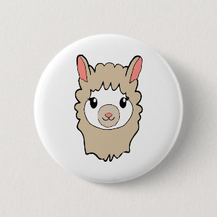 Badge Rond 5 Cm Dessin face de llama mignon