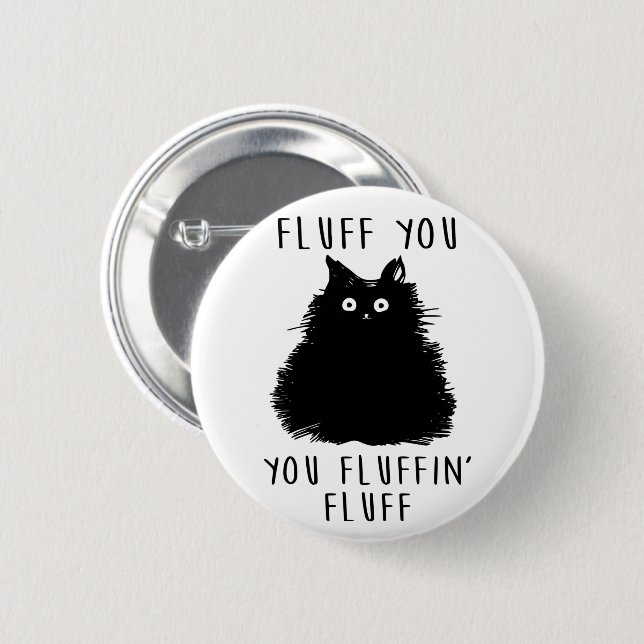 Badge Rond 5 Cm Dessin Fluit You Black Cat (Devant & derrière)
