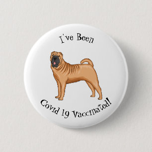 Badge Rond 5 Cm dessin humoristique chinois de chien Shar-Pei