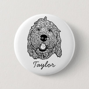 Badge Rond 5 Cm Dessin personnalisé Goldendoodle Chien