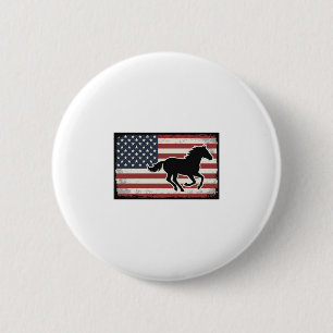 Badge Rond 5 Cm Dessin vectoriel de cheval vintage avec drapeau am