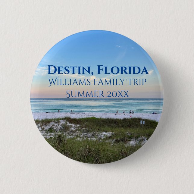 Badge Rond 5 Cm Destin Florida Beach Coucher de soleil Voyage en f (Devant)
