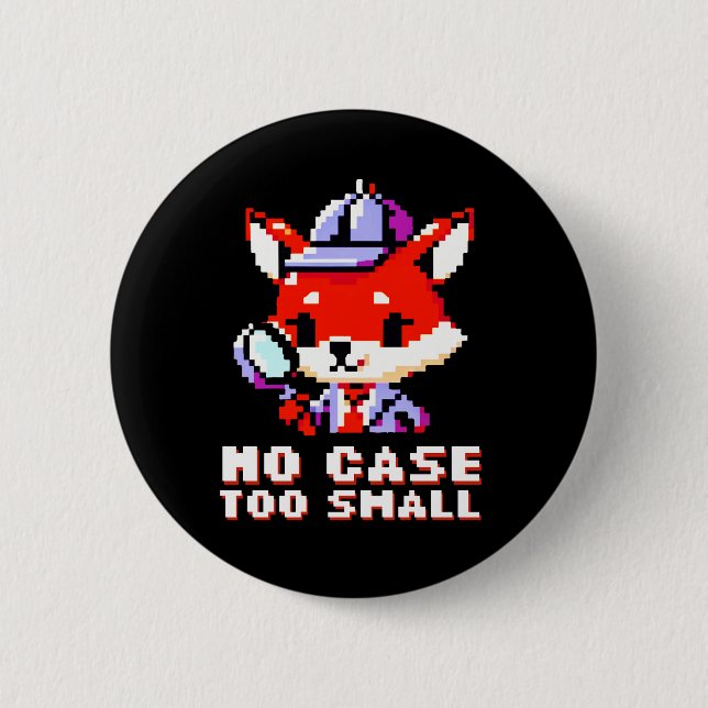 Badge Rond 5 Cm Détective Renard Rétro : Whimsy 8 bits (Devant)