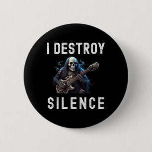 Badge Rond 5 Cm Détruire Silence Ghost Guitar Funny Guitare