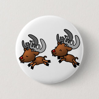 Badge Rond 5 Cm Deux Beaux Renards/Caribou