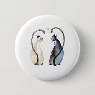 Badge Rond 5 Cm Deux chats amoureux