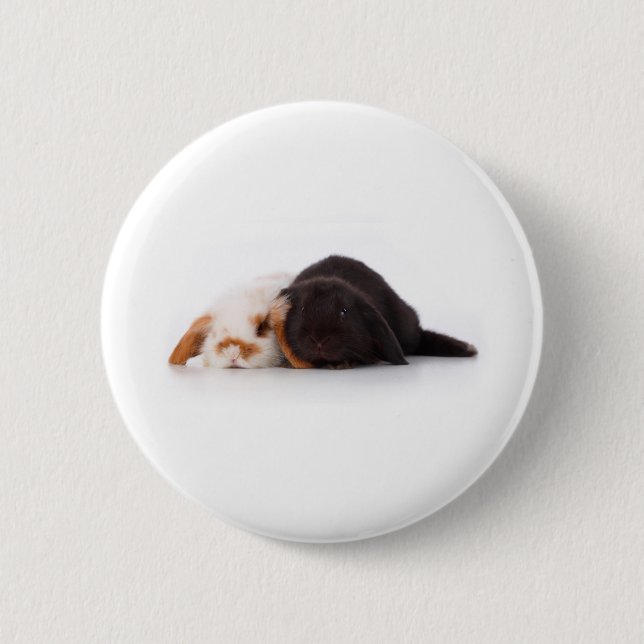 Badge Rond 5 Cm Deux lapins mignons de bébé (Devant)