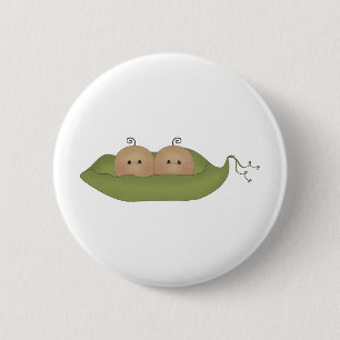 Badge Rond 5 Cm Deux pois dans une cosse