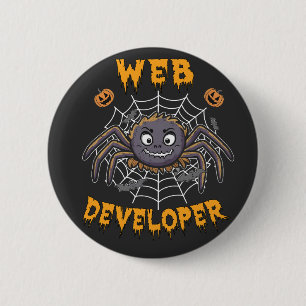 Badge Rond 5 Cm Développeur Web Funny Éffrayant Halloween Spider