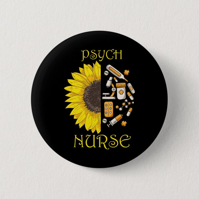 Badge Rond 5 Cm Devenu Psychiainfirmière Psychiatrique Infirmière  (Devant)