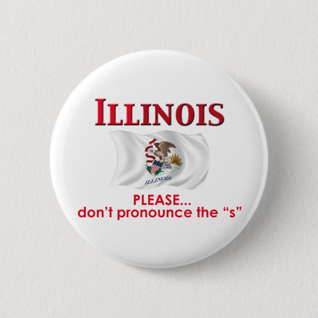 Badge Rond 5 Cm Devise de l'Illinois (Devant)