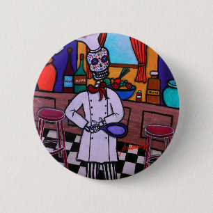 Badge Rond 5 Cm Dia de los Muertos Chef