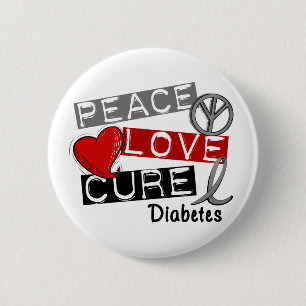 BADGE ROND 5 CM DIABÈTE DE TRAITEMENT D'AMOUR DE PAIX