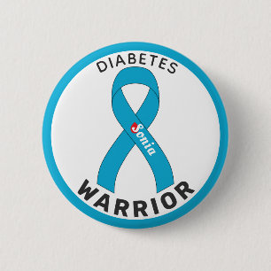 Badge Rond 5 Cm Diabetes Warrior Ribbon White Button