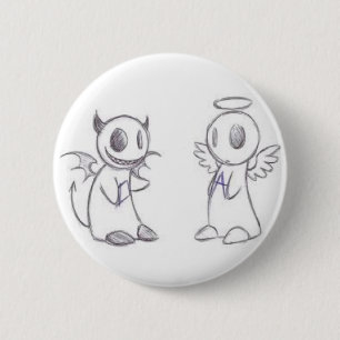 BADGE ROND 5 CM DIABLE ET ANGE