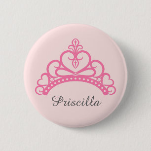 Badge Rond 5 Cm Diadème Élégant Rose Princesse, Couronne pour Fill