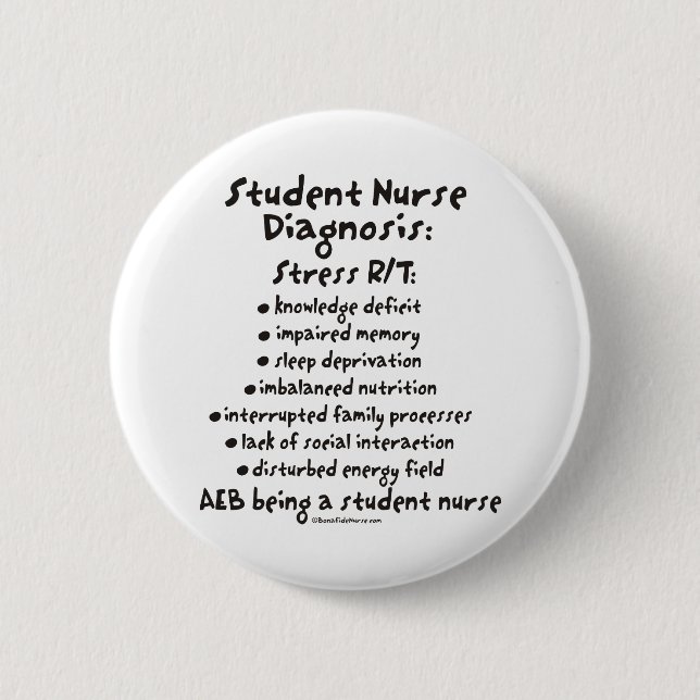 Badge Rond 5 Cm Diagnostic d'élève-infirmière : Effort (Devant)