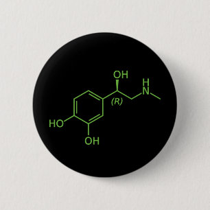 Badge Rond 5 Cm Diagramme chimique de la molécule d'adrénaline
