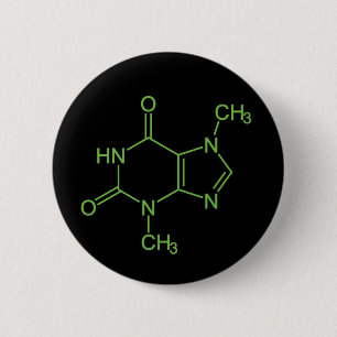 Badge Rond 5 Cm Diagramme chimique de la molécule de théobromine a