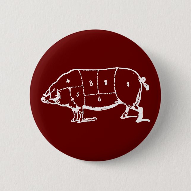 Badge Rond 5 Cm Diagramme de bouchers de porc (PORC) - lard (Devant)