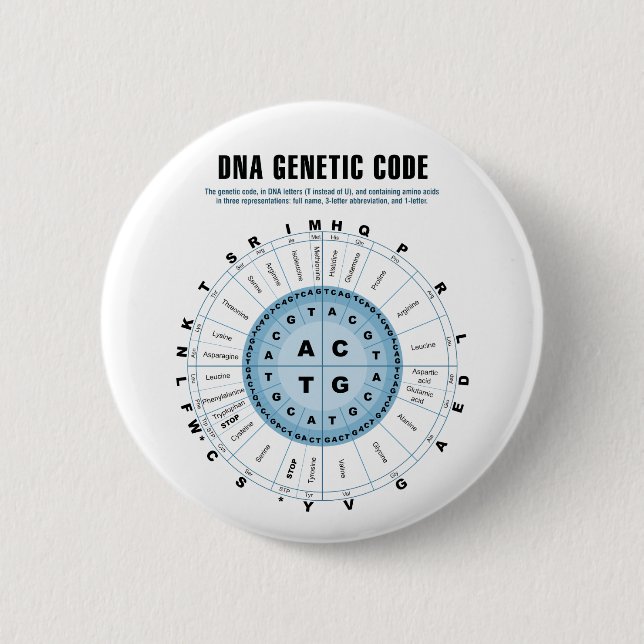 Badge Rond 5 Cm Diagramme de code génétique d'ADN (Devant)