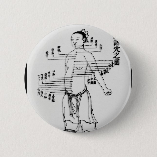 Badge Rond 5 Cm Diagramme de médecine chinoise (Devant)