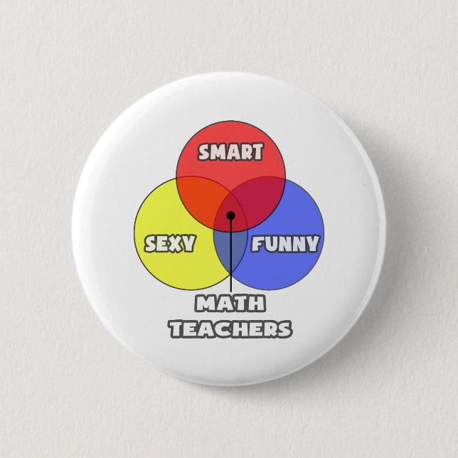 Badge Rond 5 Cm Diagramme de Venn .. Enseignants en mathématiques (Devant)